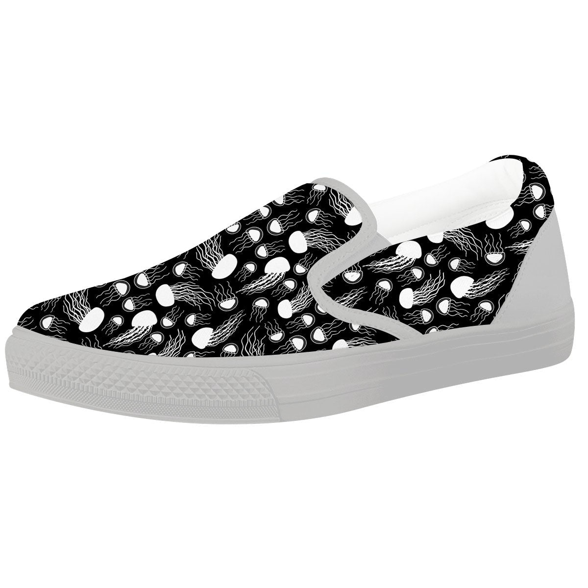 Jellyfish White And Black Print Pattern White Slip On Shoes-grizzshop