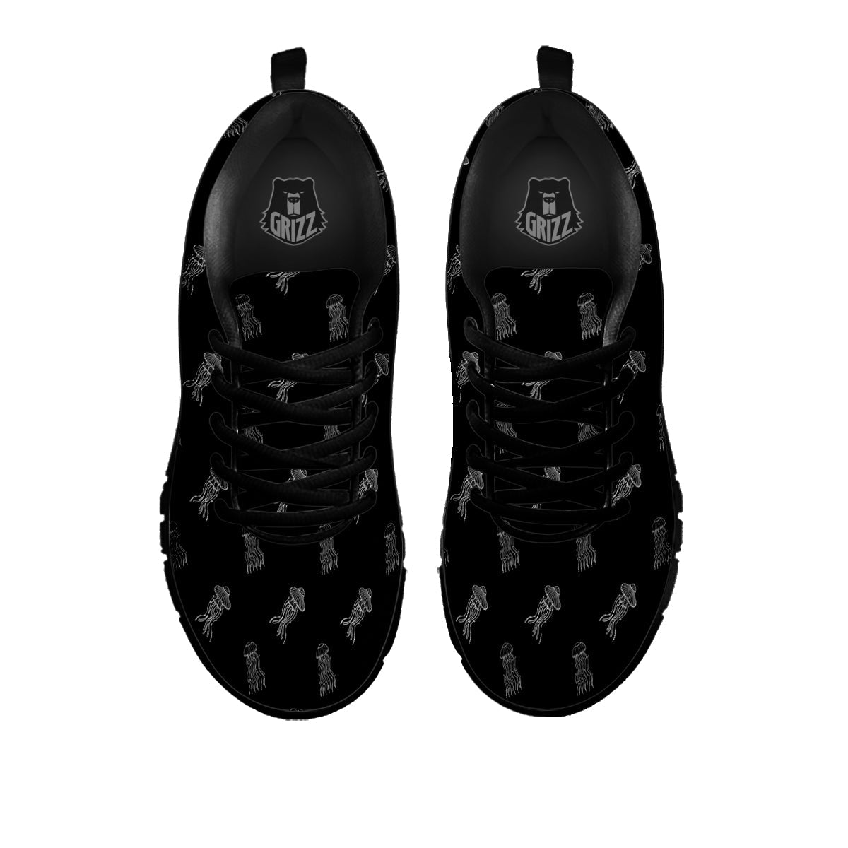 Jellyfish Zentangle Print Pattern Black Sneaker-grizzshop