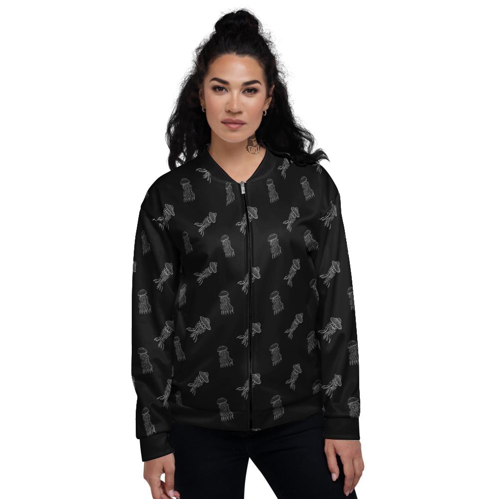 Jellyfish Zentangle Print Pattern Women's Bomber Jacket-grizzshop