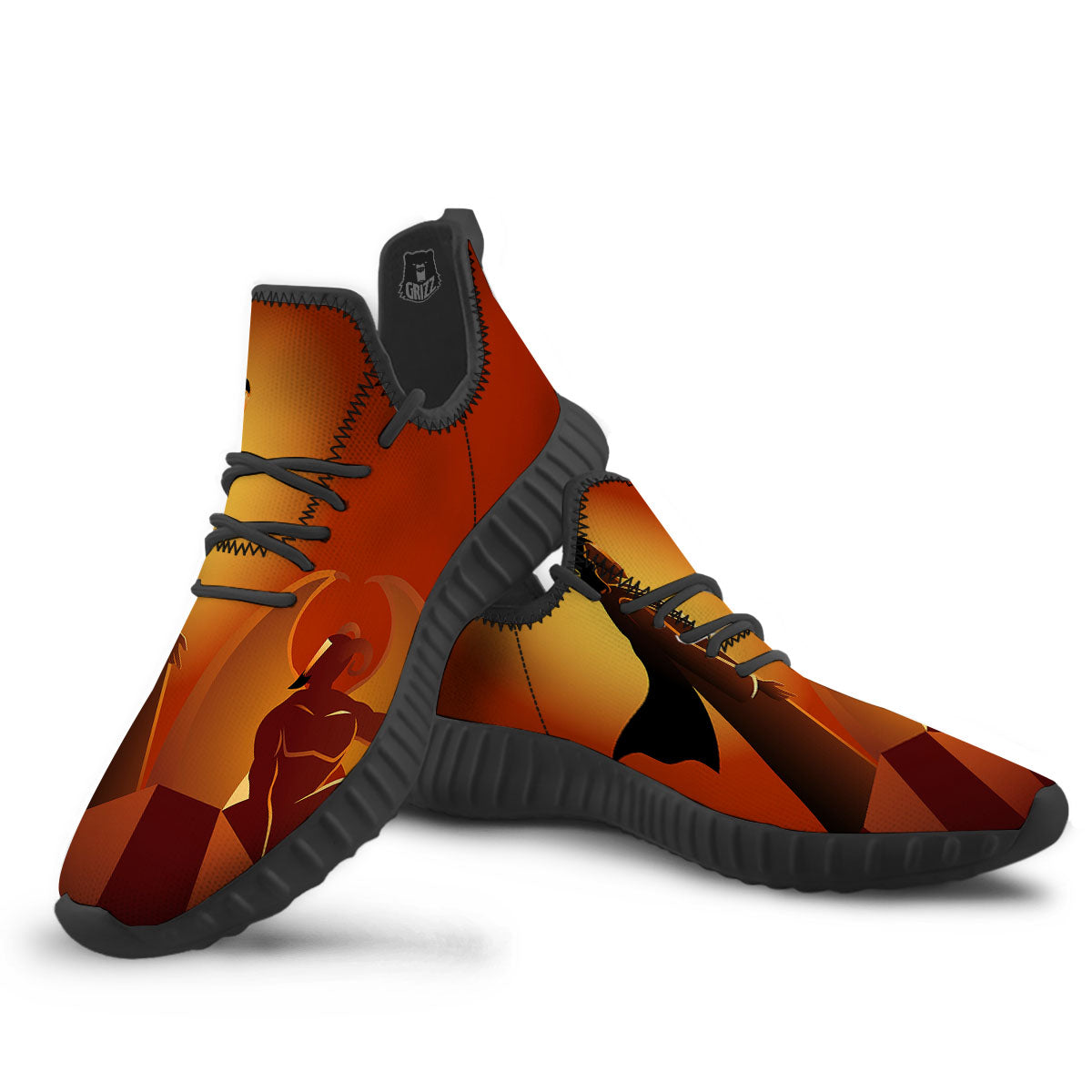 Jesus Christ And Satan Print Black Walking Shoes-grizzshop