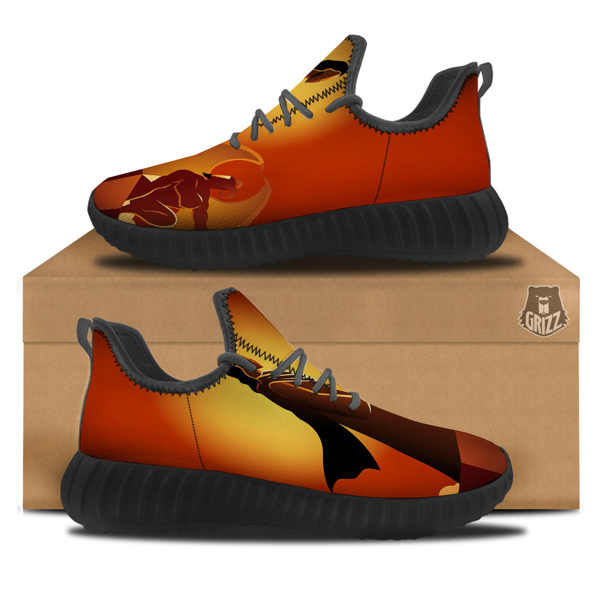 Jesus Christ And Satan Print Black Walking Shoes-grizzshop