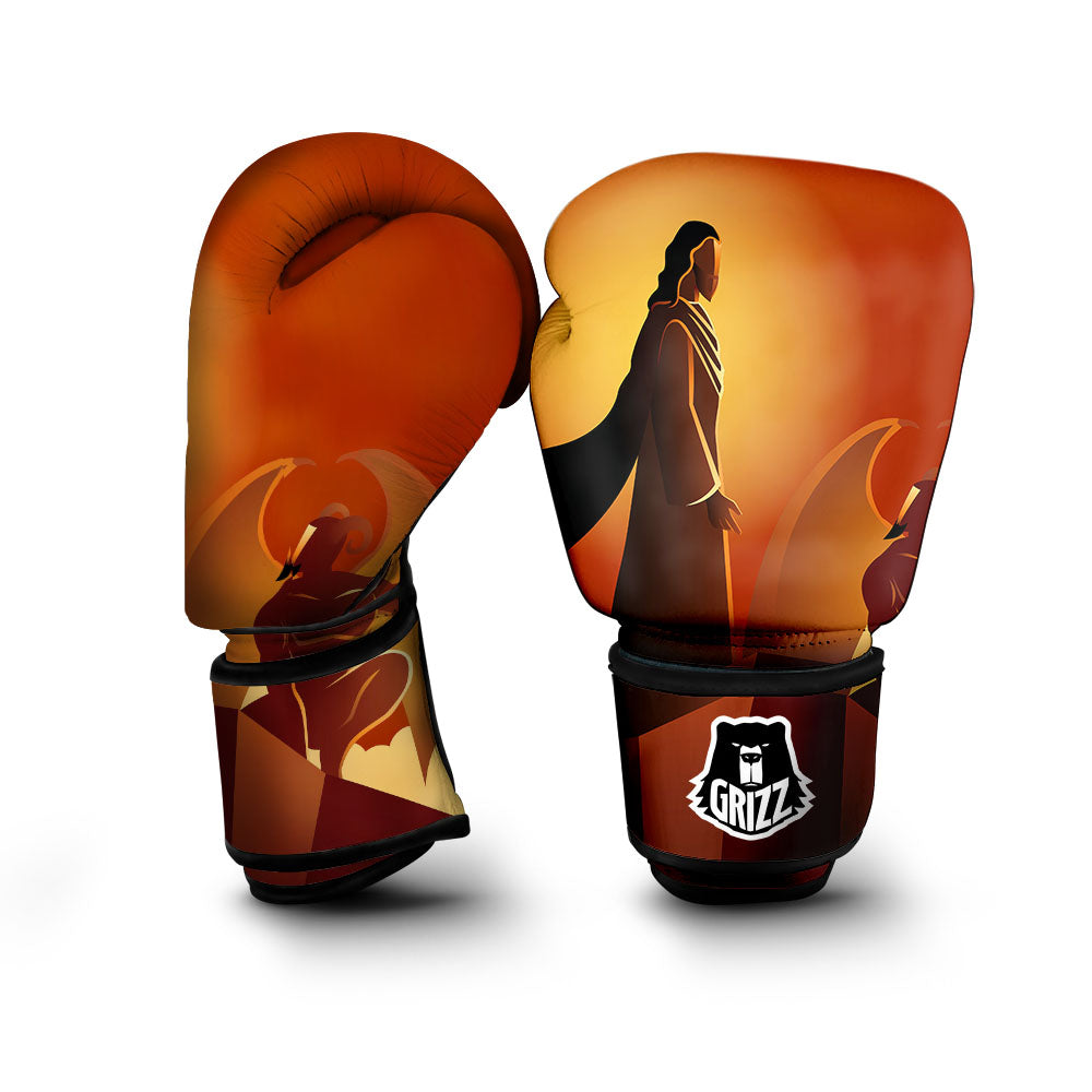 Jesus Christ And Satan Print Boxing Gloves-grizzshop