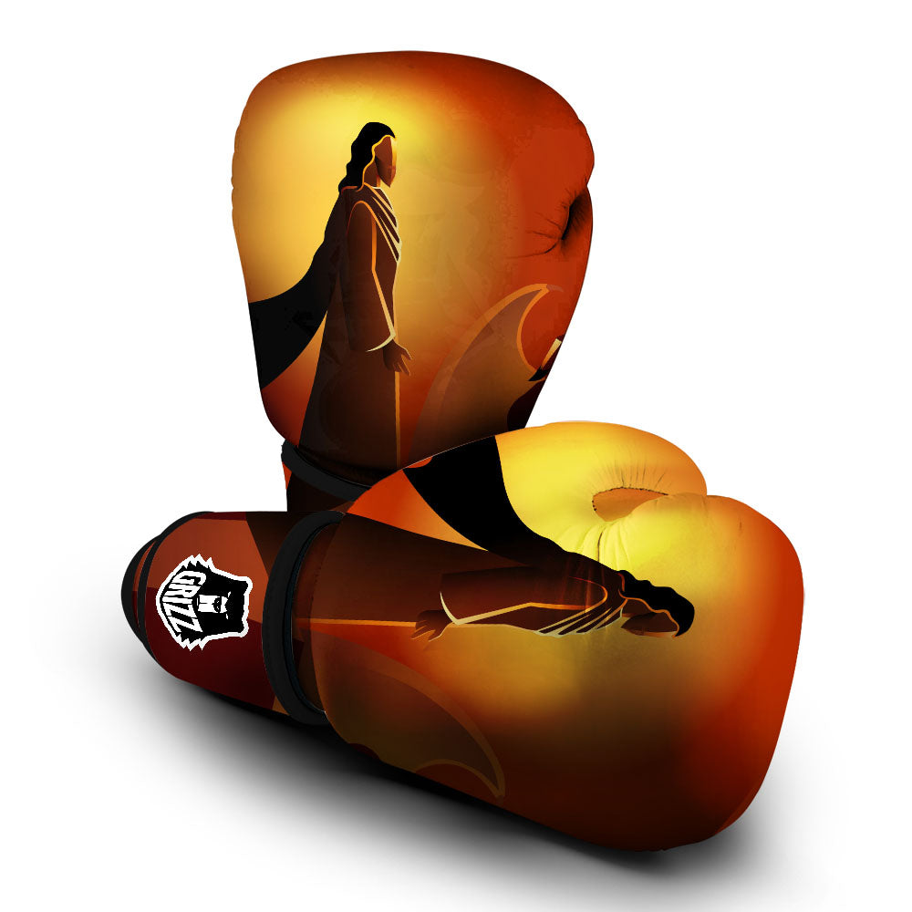 Jesus Christ And Satan Print Boxing Gloves-grizzshop