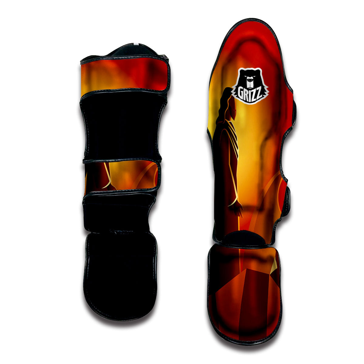Jesus Christ And Satan Print Muay Thai Shin Guards-grizzshop