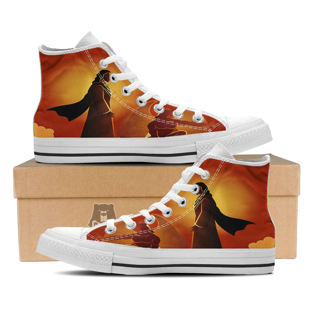 Jesus Christ And Satan Print White High Top Shoes-grizzshop