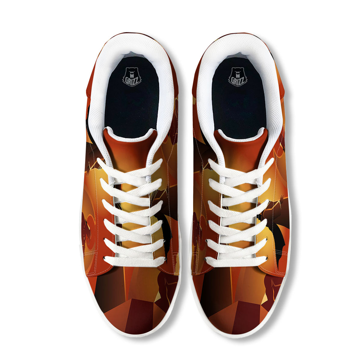 Jesus Christ And Satan Print White Low Top Sneakers-grizzshop