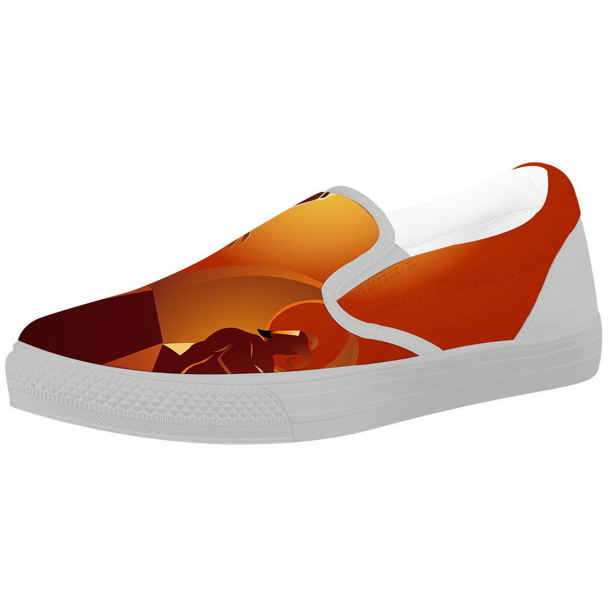 Jesus Christ And Satan Print White Slip On Shoes-grizzshop