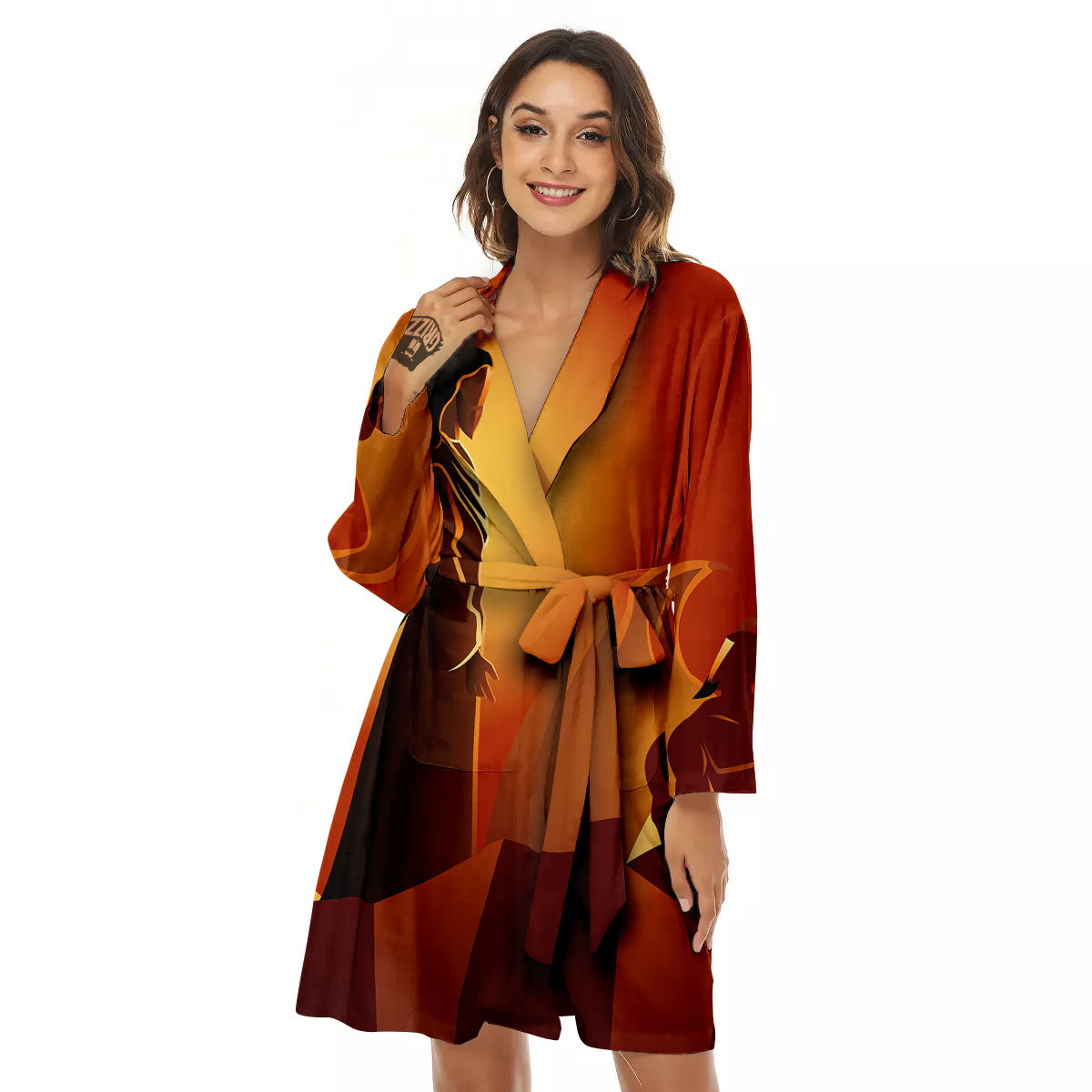 Jesus Christ And Satan Print Women's Robe-grizzshop
