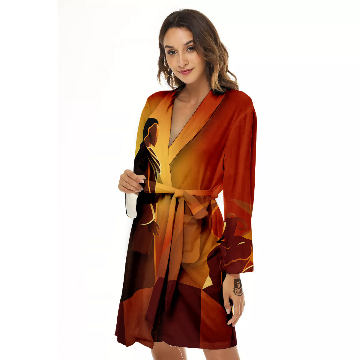 Jesus Christ And Satan Print Women's Robe-grizzshop