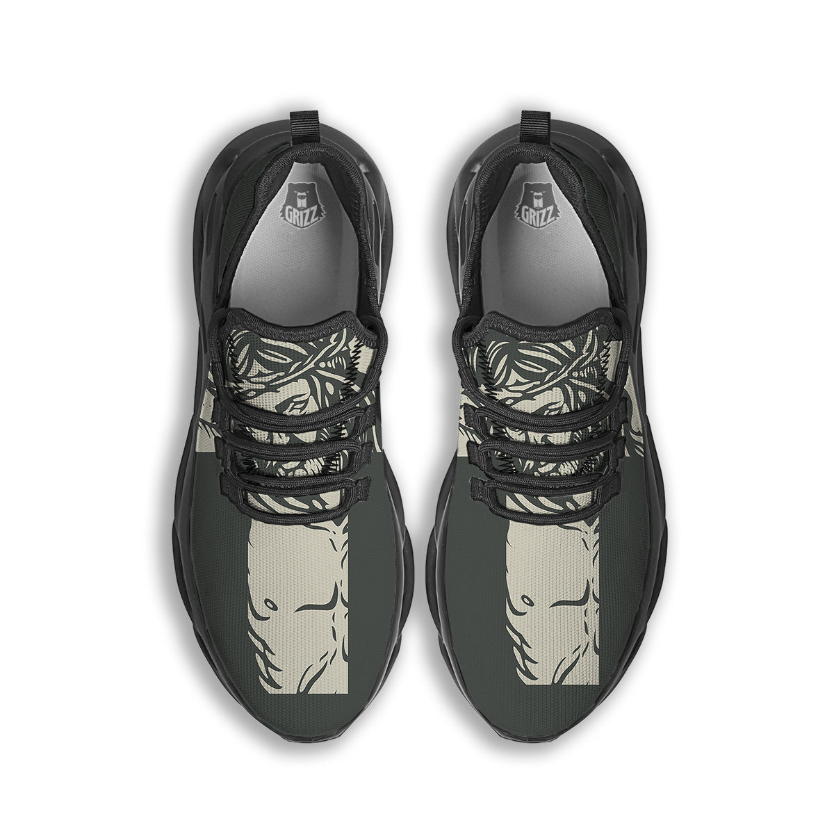 Jesus Christ Crucifixion Print Black Running Shoes-grizzshop