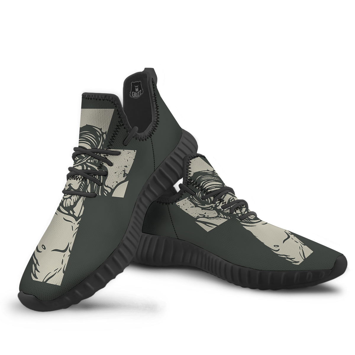 Jesus Christ Crucifixion Print Black Walking Shoes-grizzshop