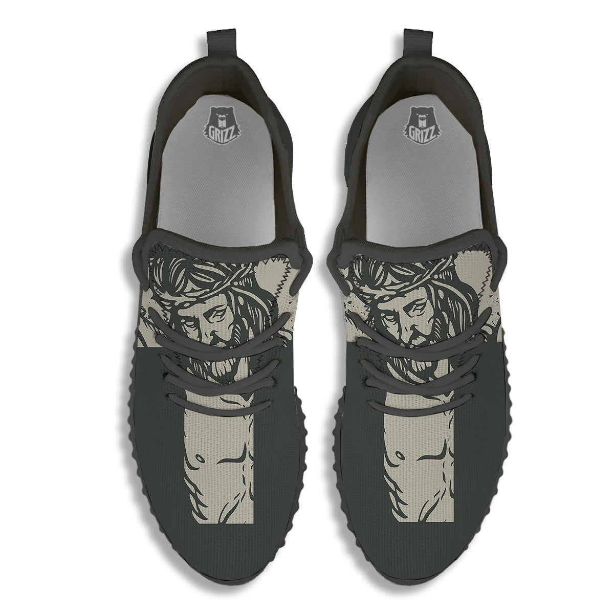 Jesus Christ Crucifixion Print Black Walking Shoes-grizzshop