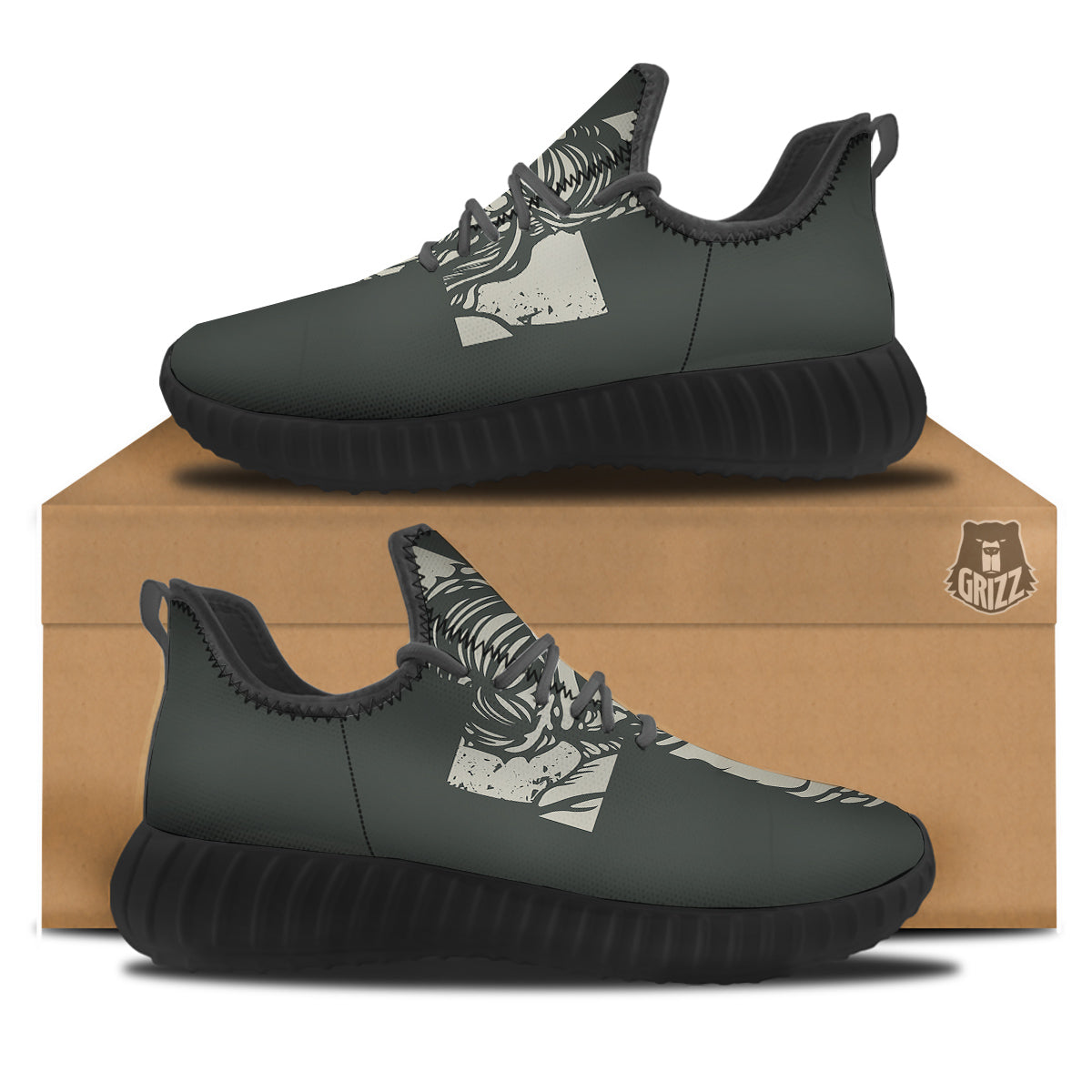 Jesus Christ Crucifixion Print Black Walking Shoes-grizzshop