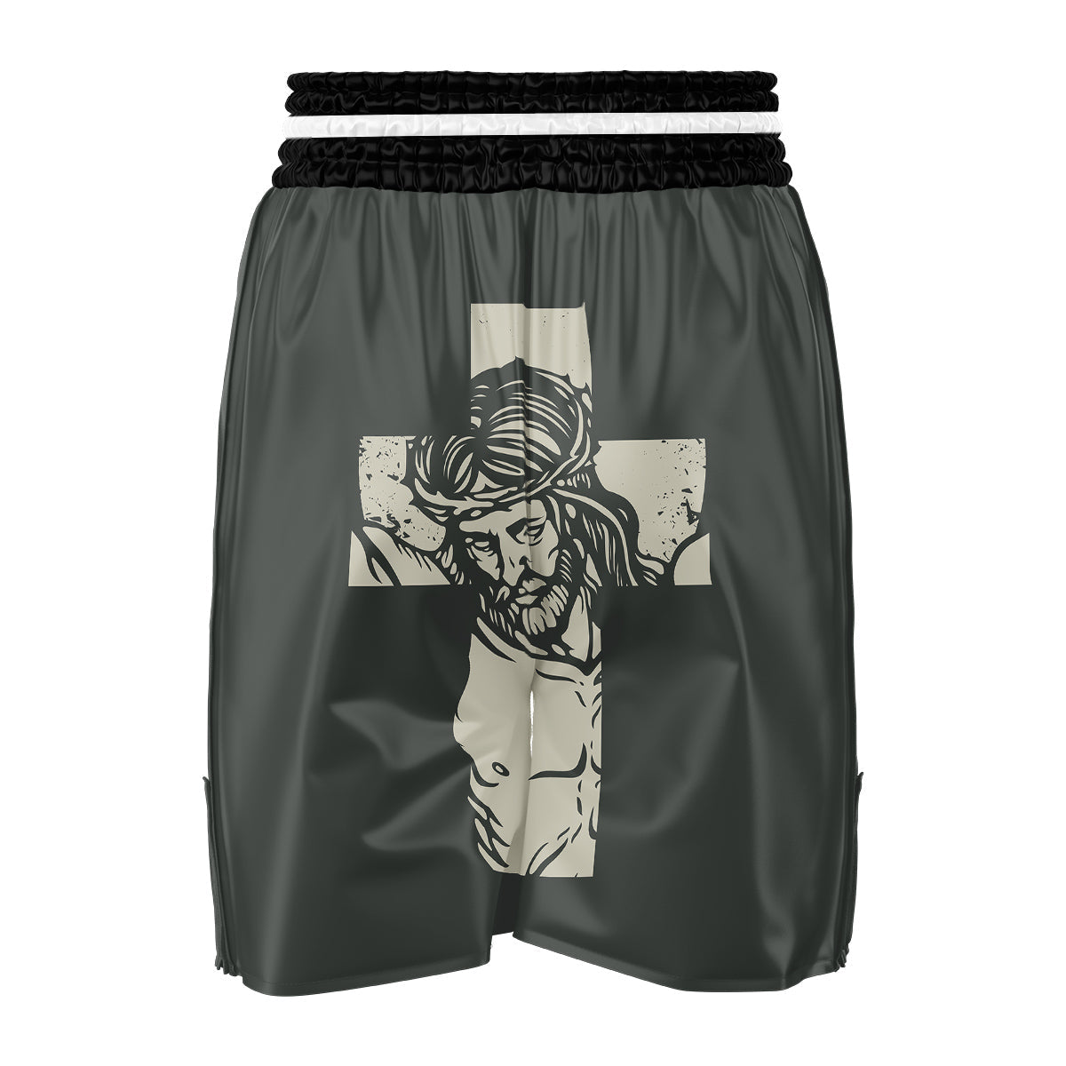 Jesus Christ Crucifixion Print Boxing Shorts-grizzshop