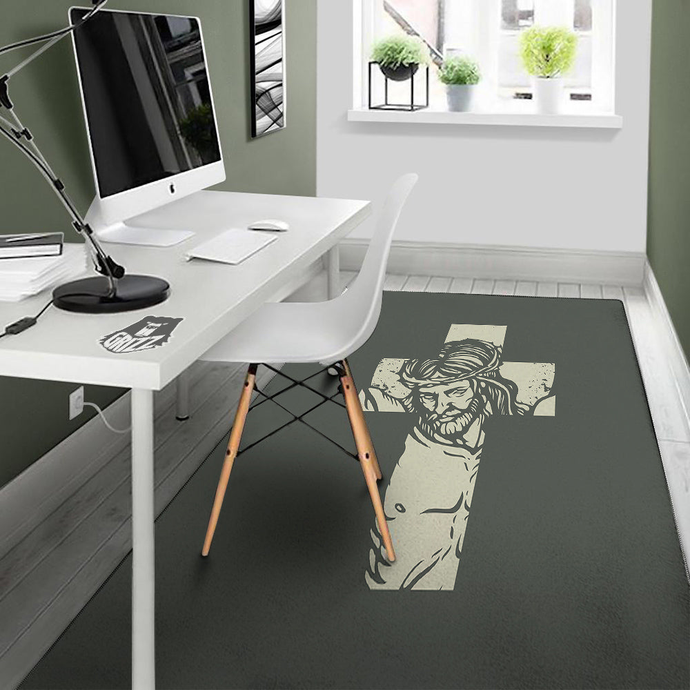 Jesus Christ Crucifixion Print Floor Mat-grizzshop