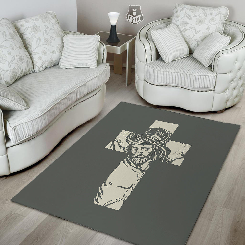 Jesus Christ Crucifixion Print Floor Mat-grizzshop