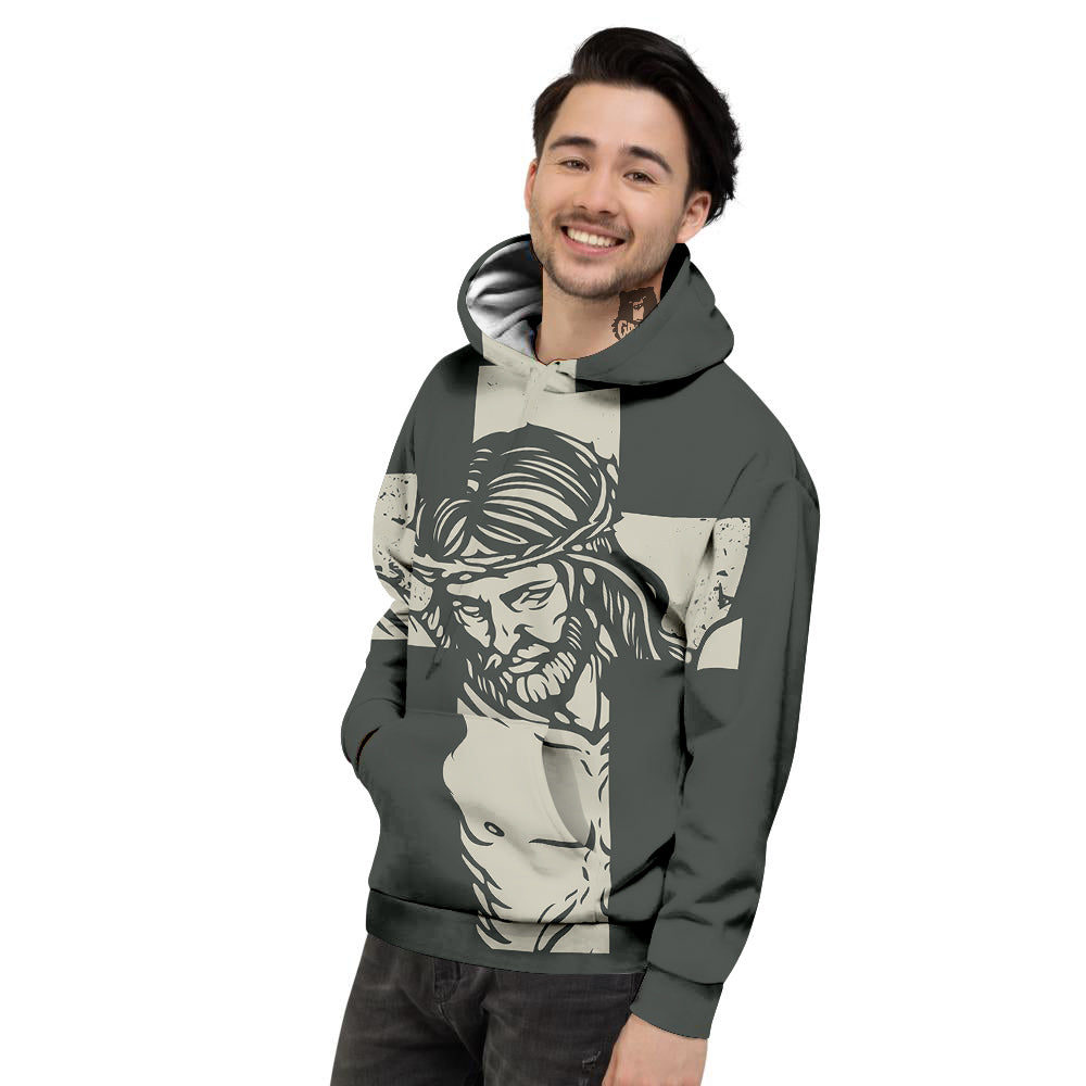 Jesus Christ Crucifixion Print Men's Hoodie-grizzshop