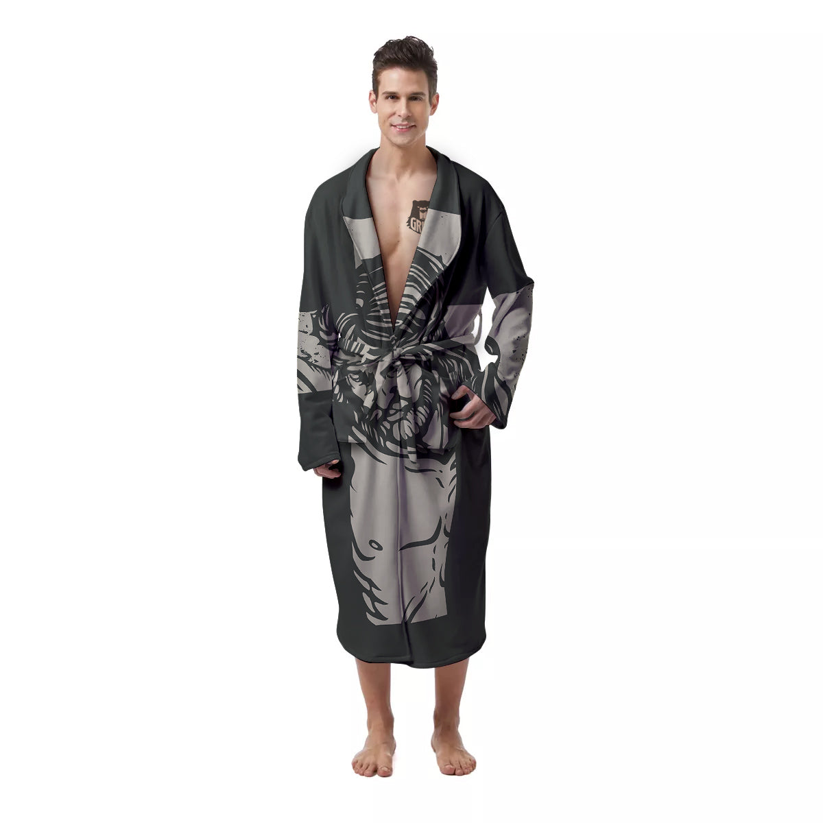 Jesus Christ Crucifixion Print Men's Robe-grizzshop