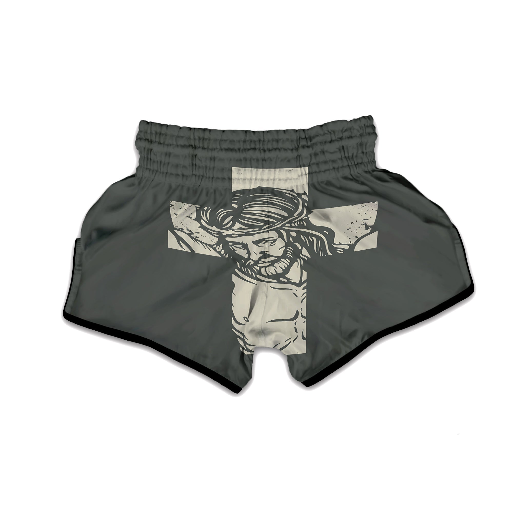 Jesus Christ Crucifixion Print Muay Thai Boxing Shorts-grizzshop