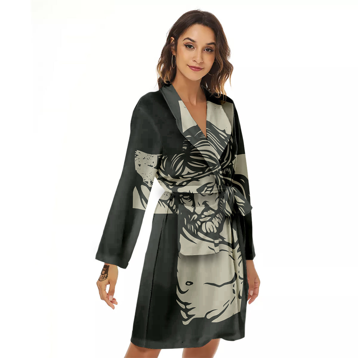 Jesus Christ Crucifixion Print Women's Robe-grizzshop
