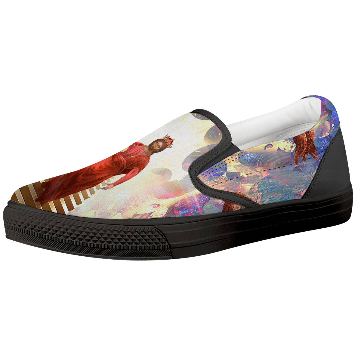 Jesus Christ From Heaven Print Black Slip On Shoes-grizzshop