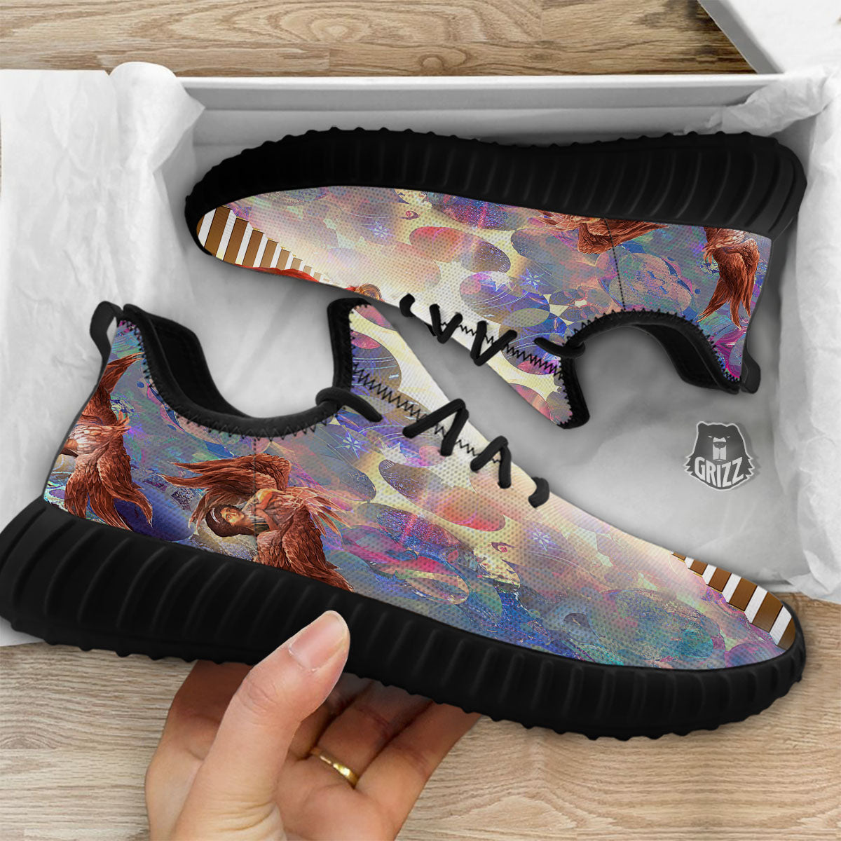 Jesus Christ From Heaven Print Black Walking Shoes-grizzshop