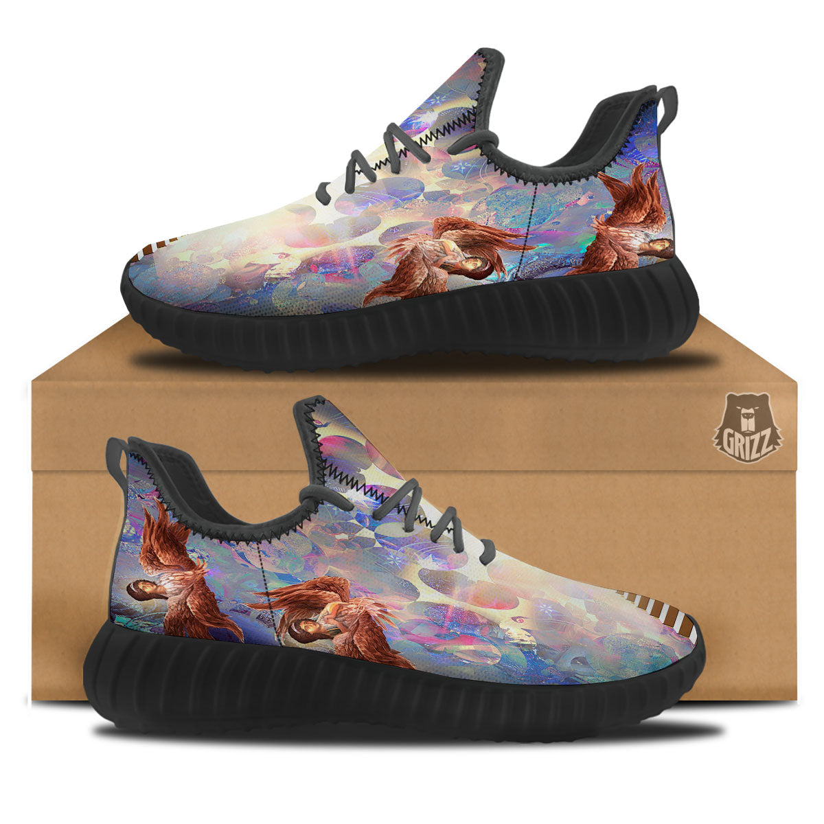 Jesus Christ From Heaven Print Black Walking Shoes-grizzshop