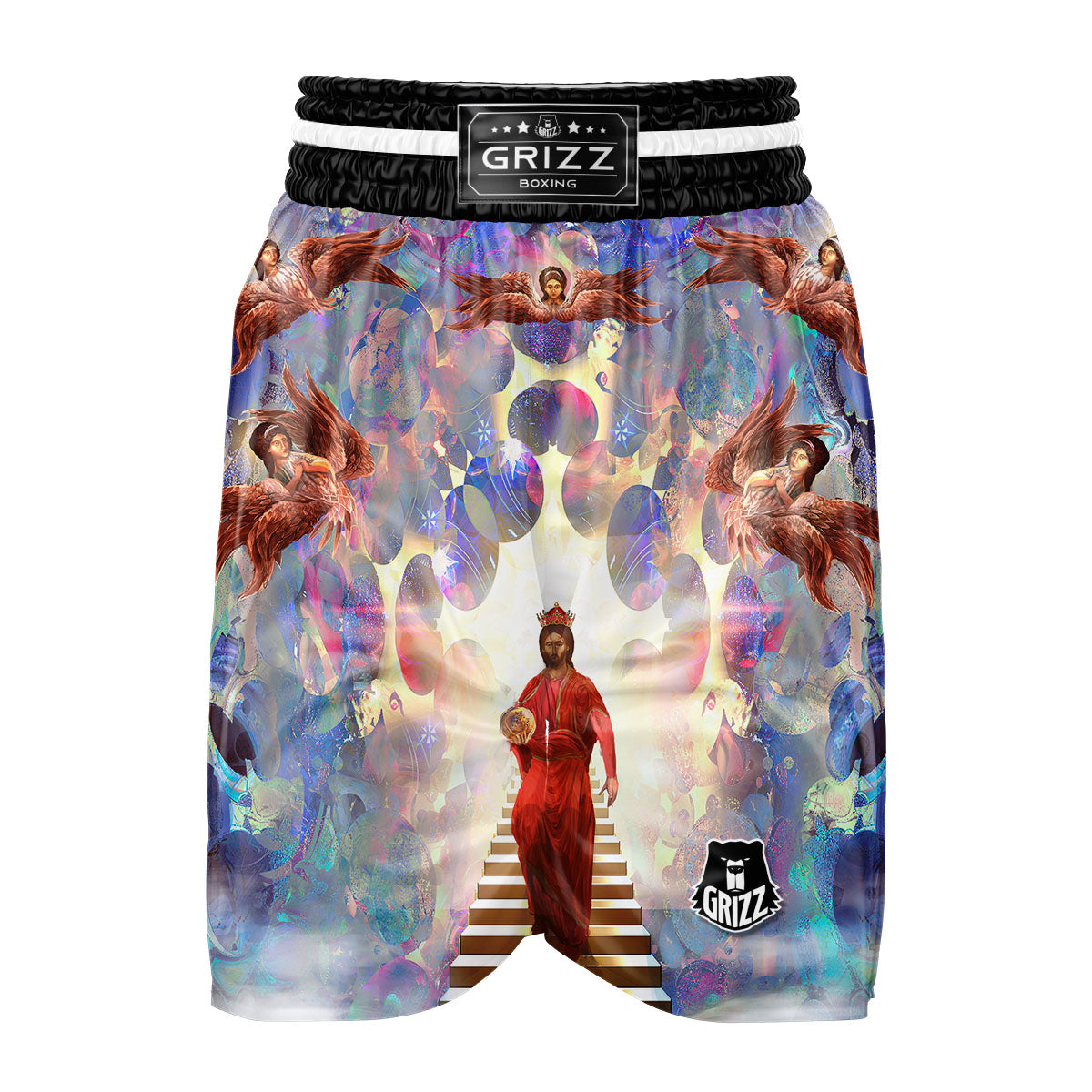 Jesus Christ From Heaven Print Boxing Shorts
