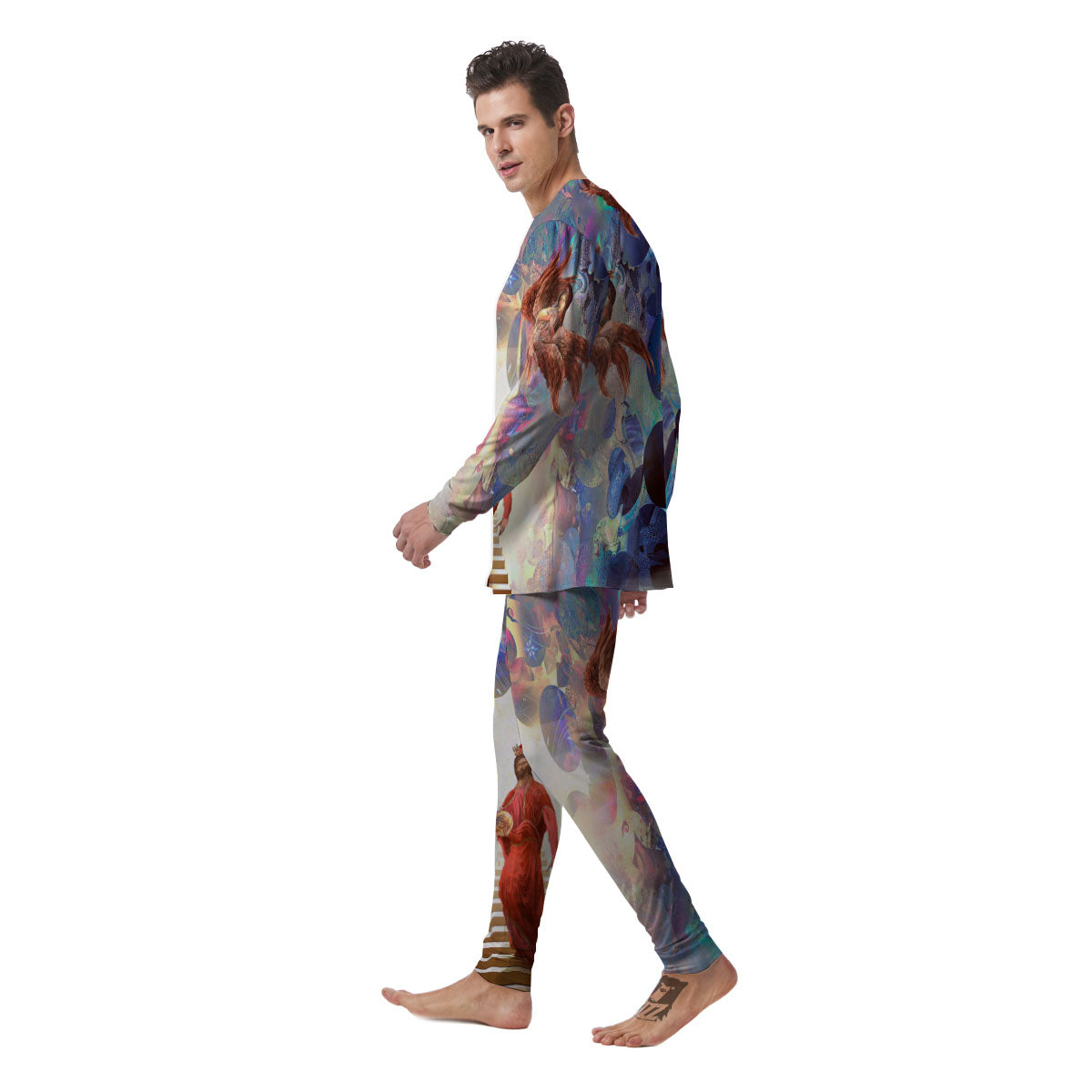 Jesus Christ From Heaven Print Men's Pajamas-grizzshop