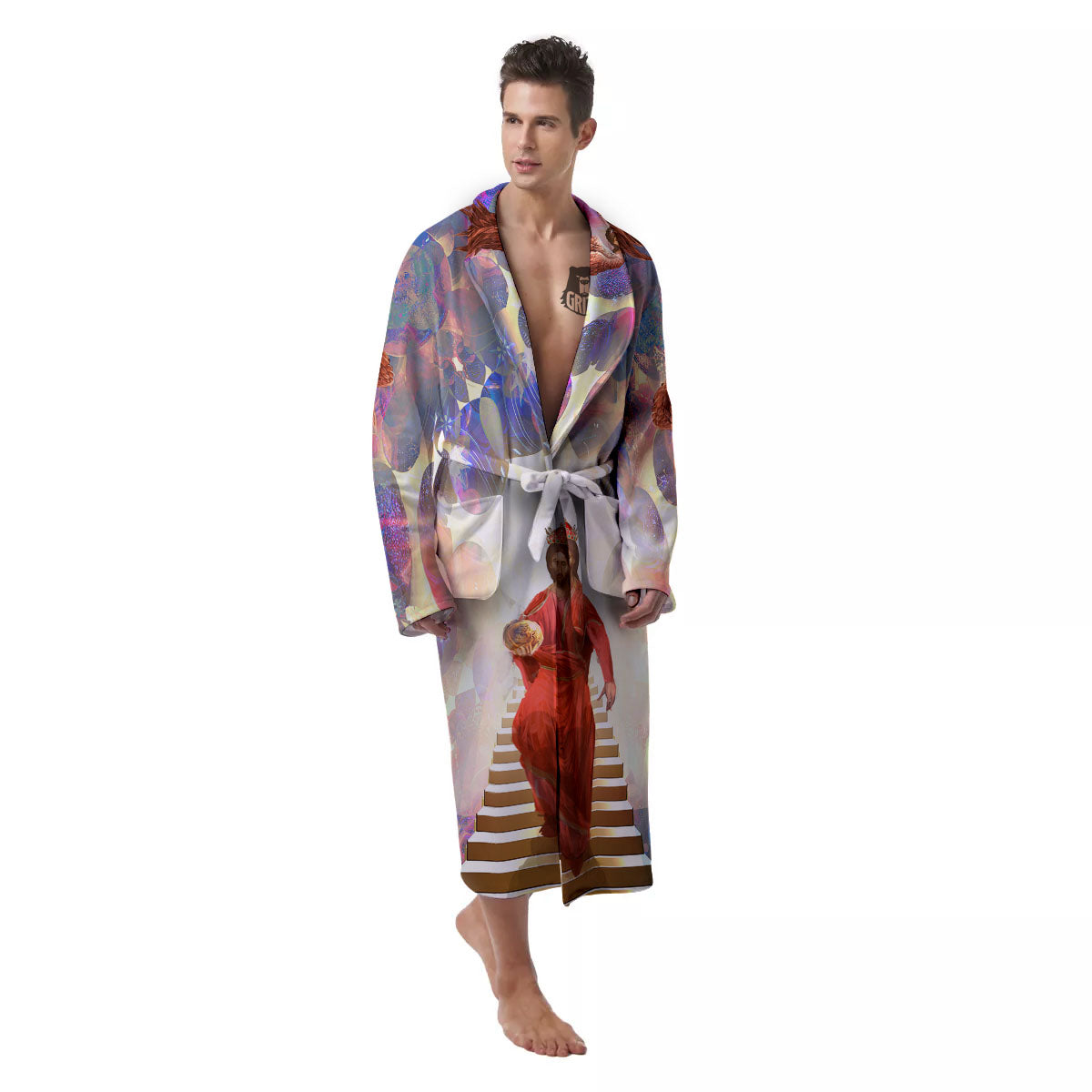 Jesus Christ From Heaven Print Men's Robe-grizzshop