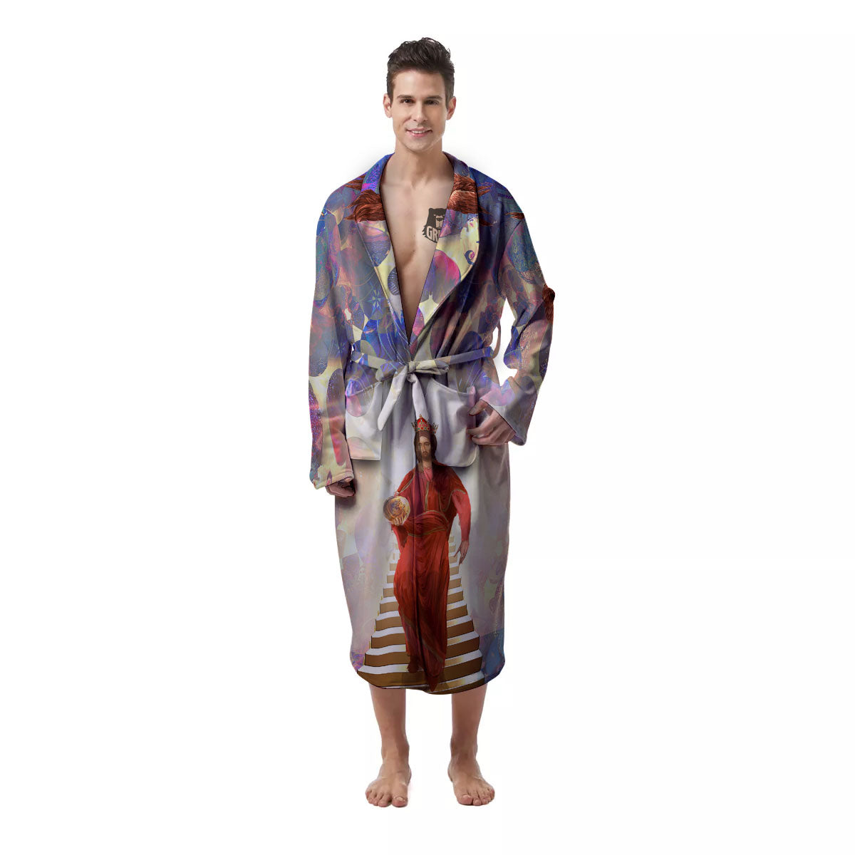 Jesus Christ From Heaven Print Men's Robe-grizzshop