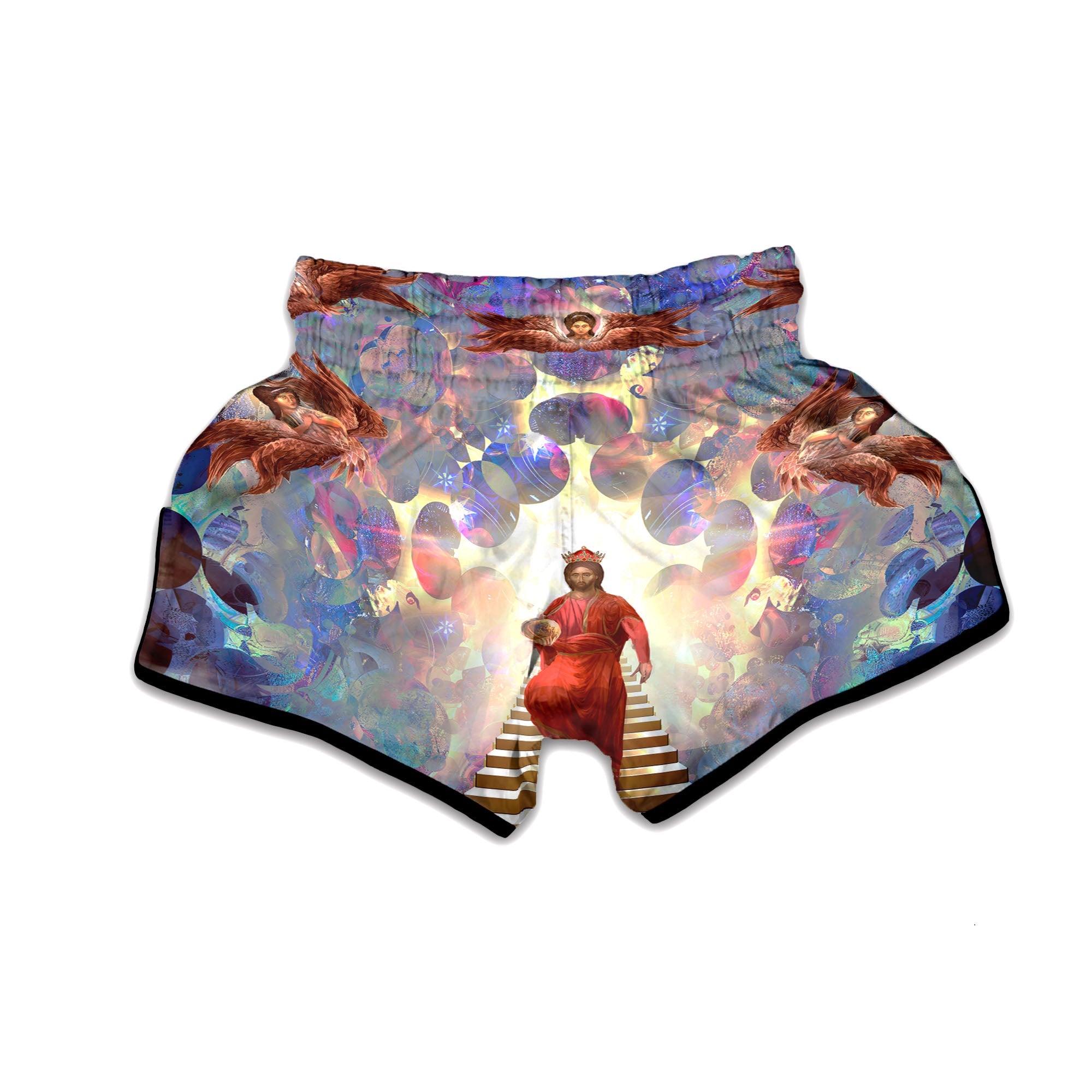 Jesus Christ From Heaven Print Muay Thai Boxing Shorts-grizzshop