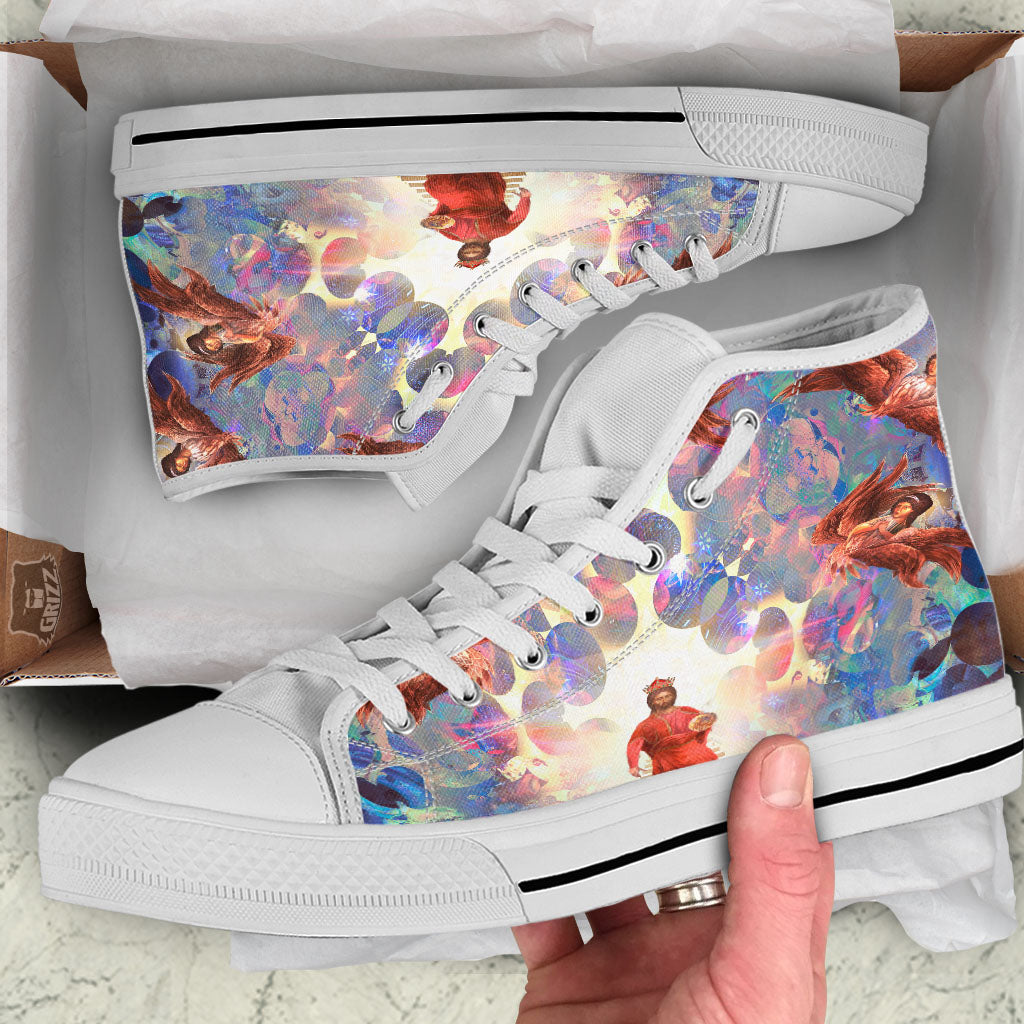 Jesus Christ From Heaven Print White High Top Shoes-grizzshop