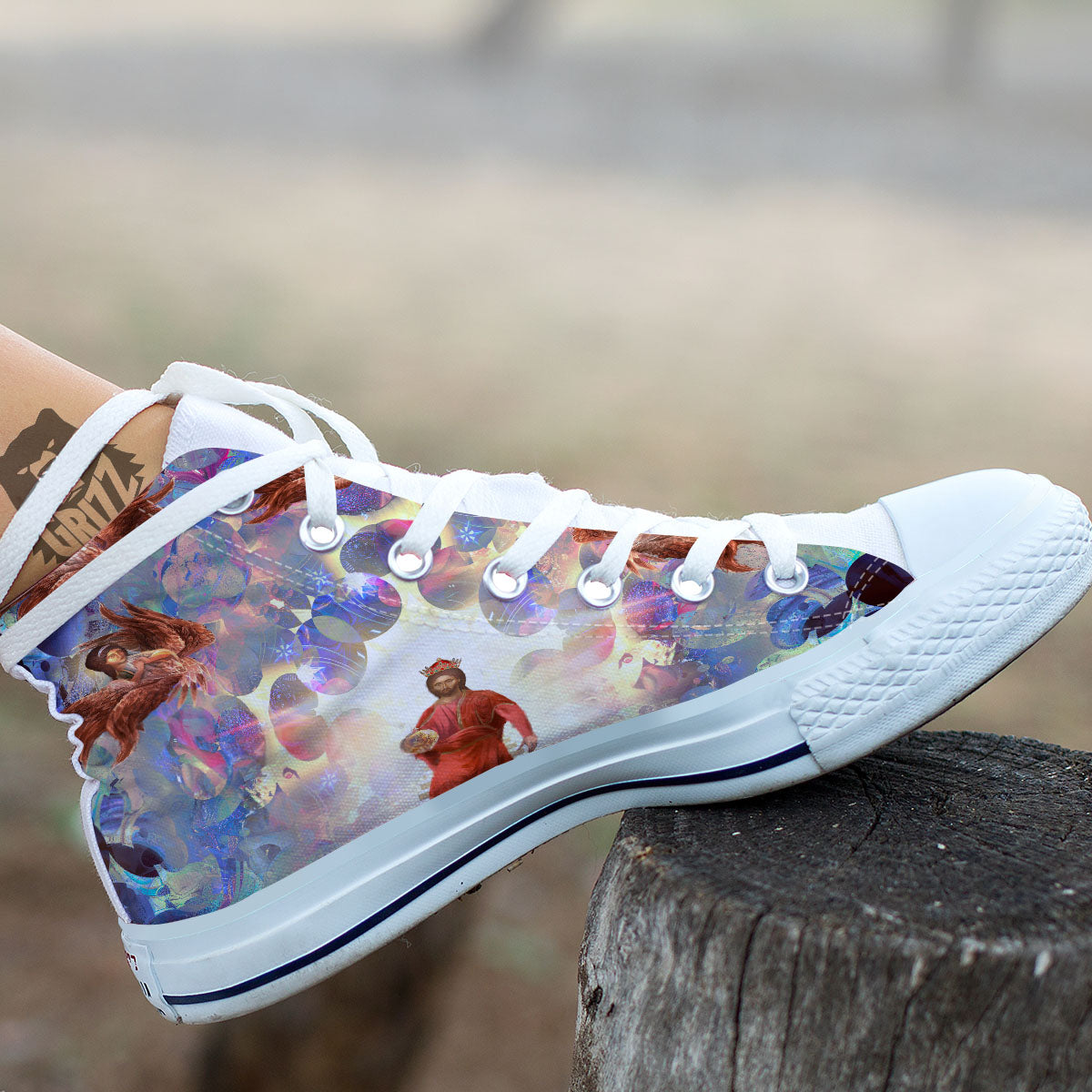 Jesus Christ From Heaven Print White High Top Shoes-grizzshop