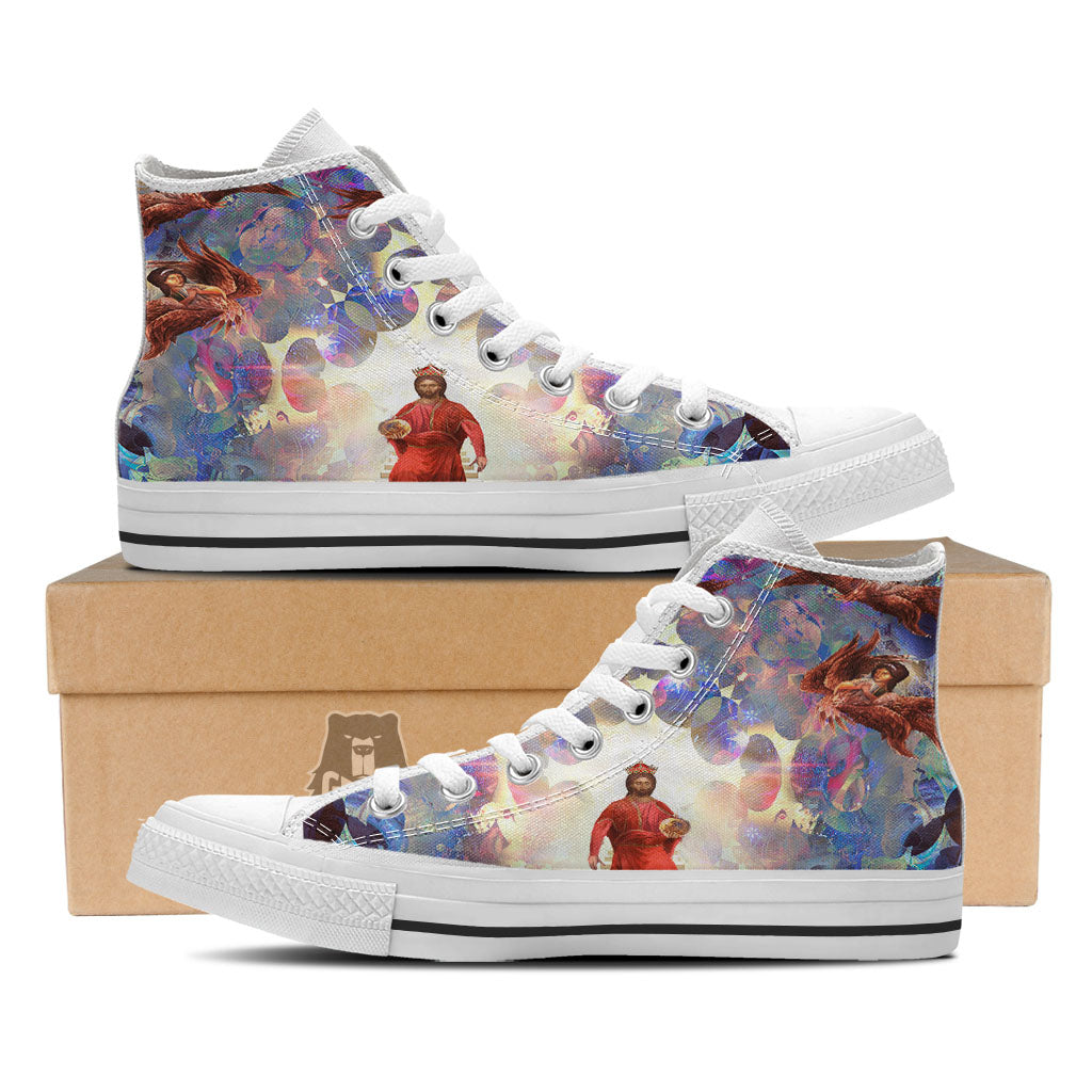 Jesus Christ From Heaven Print White High Top Shoes-grizzshop