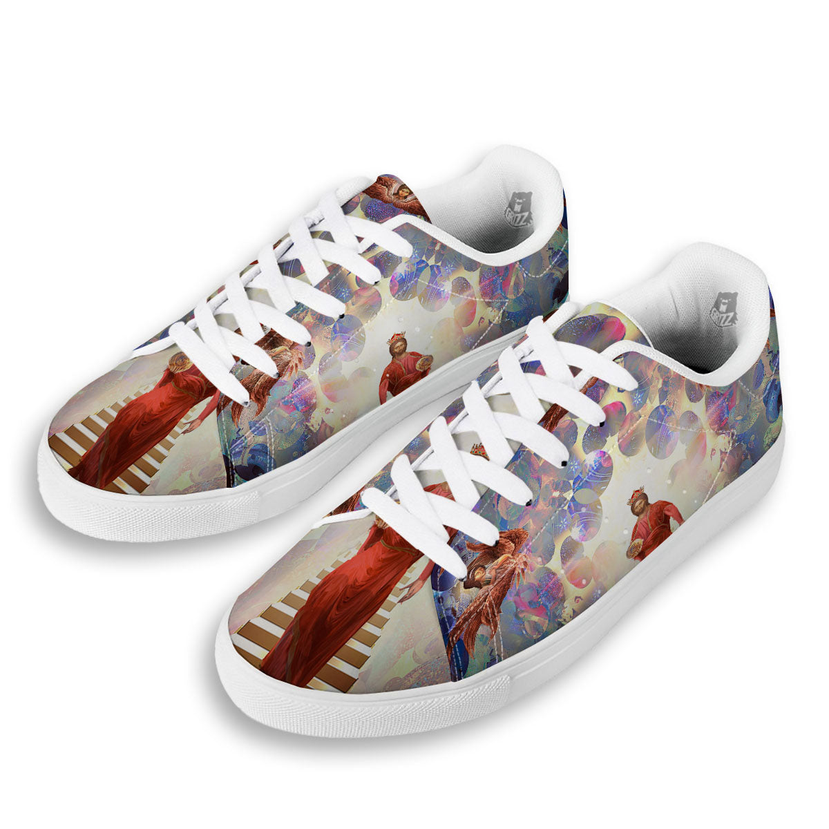 Jesus Christ From Heaven Print White Low Top Sneakers-grizzshop