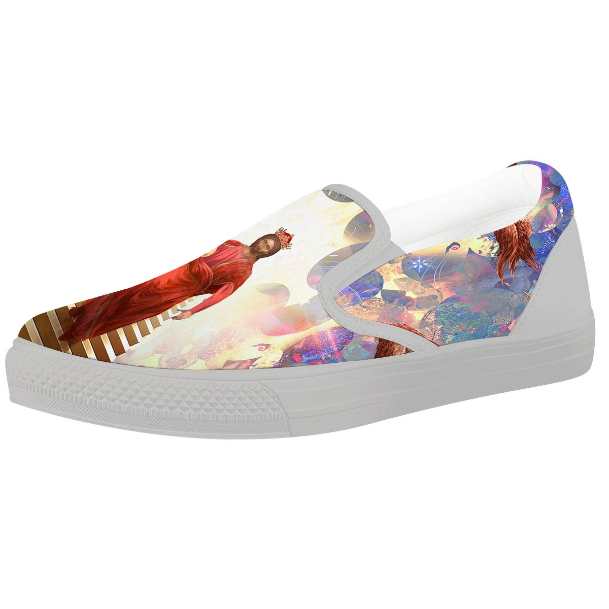 Jesus Christ From Heaven Print White Slip On Shoes-grizzshop