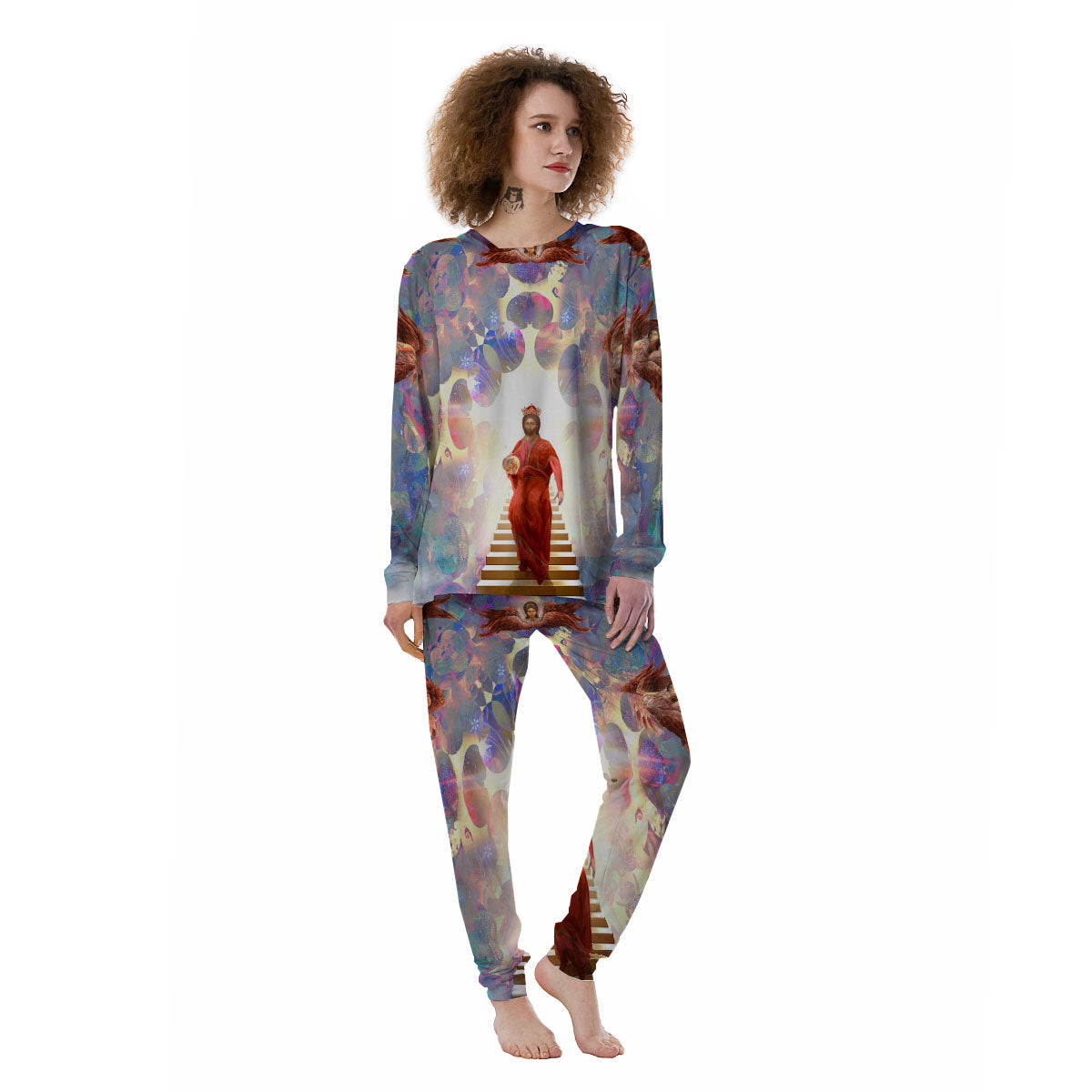 Jesus Christ From Heaven Print Women's Pajamas-grizzshop