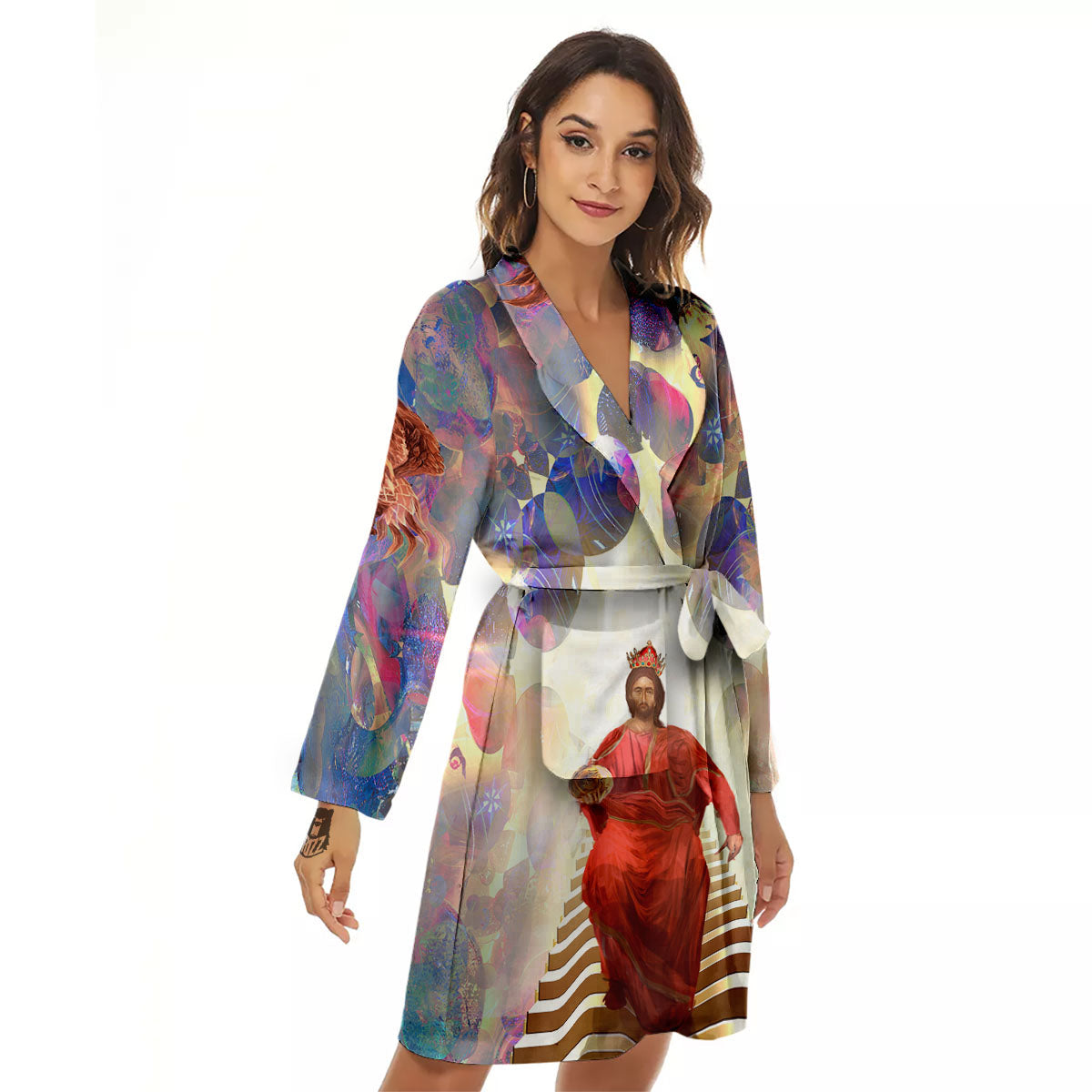 Jesus Christ From Heaven Print Women's Robe-grizzshop