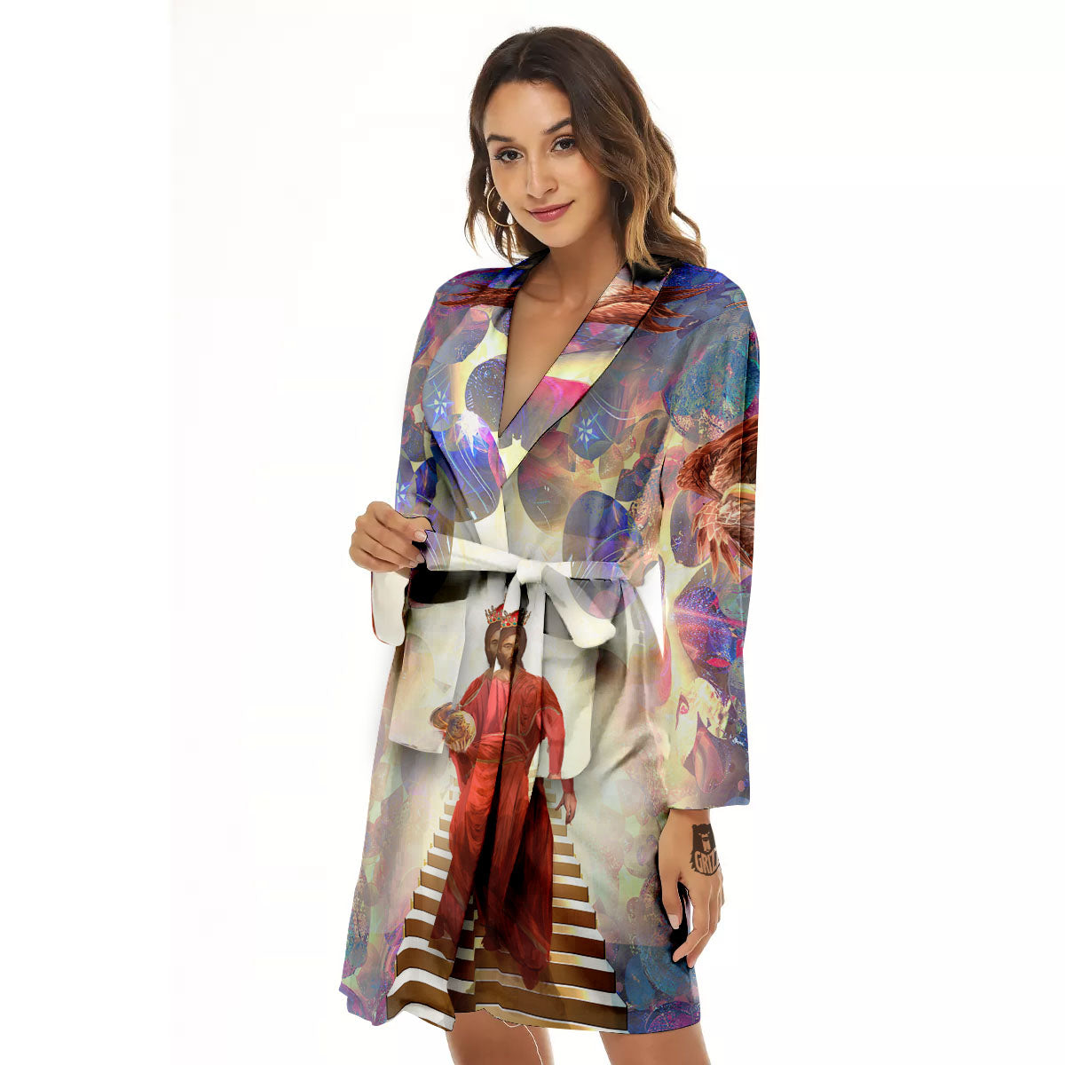 Jesus Christ From Heaven Print Women's Robe-grizzshop