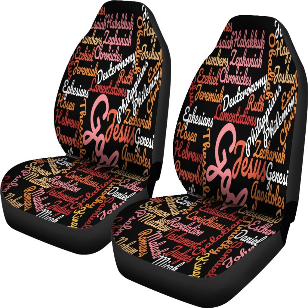 Jesus Holy Bible Books Black Universal Fit Car Seat Covers-grizzshop