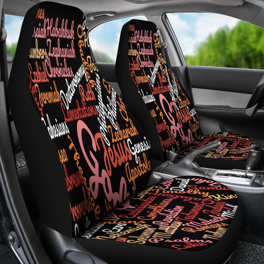 Jesus Holy Bible Books Black Universal Fit Car Seat Covers-grizzshop