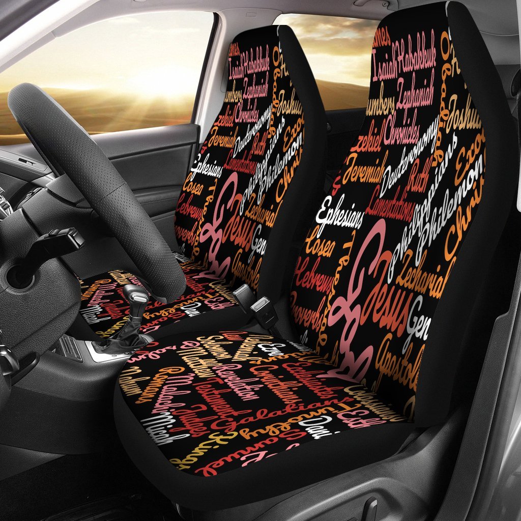 Jesus Holy Bible Books Black Universal Fit Car Seat Covers-grizzshop