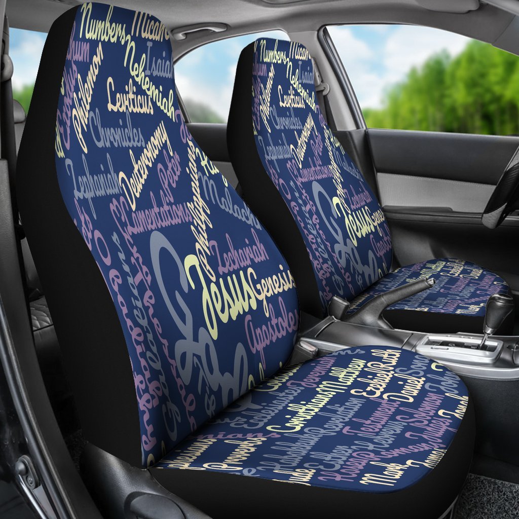 Jesus Holy Bible Books Blue Universal Fit Car Seat Covers-grizzshop