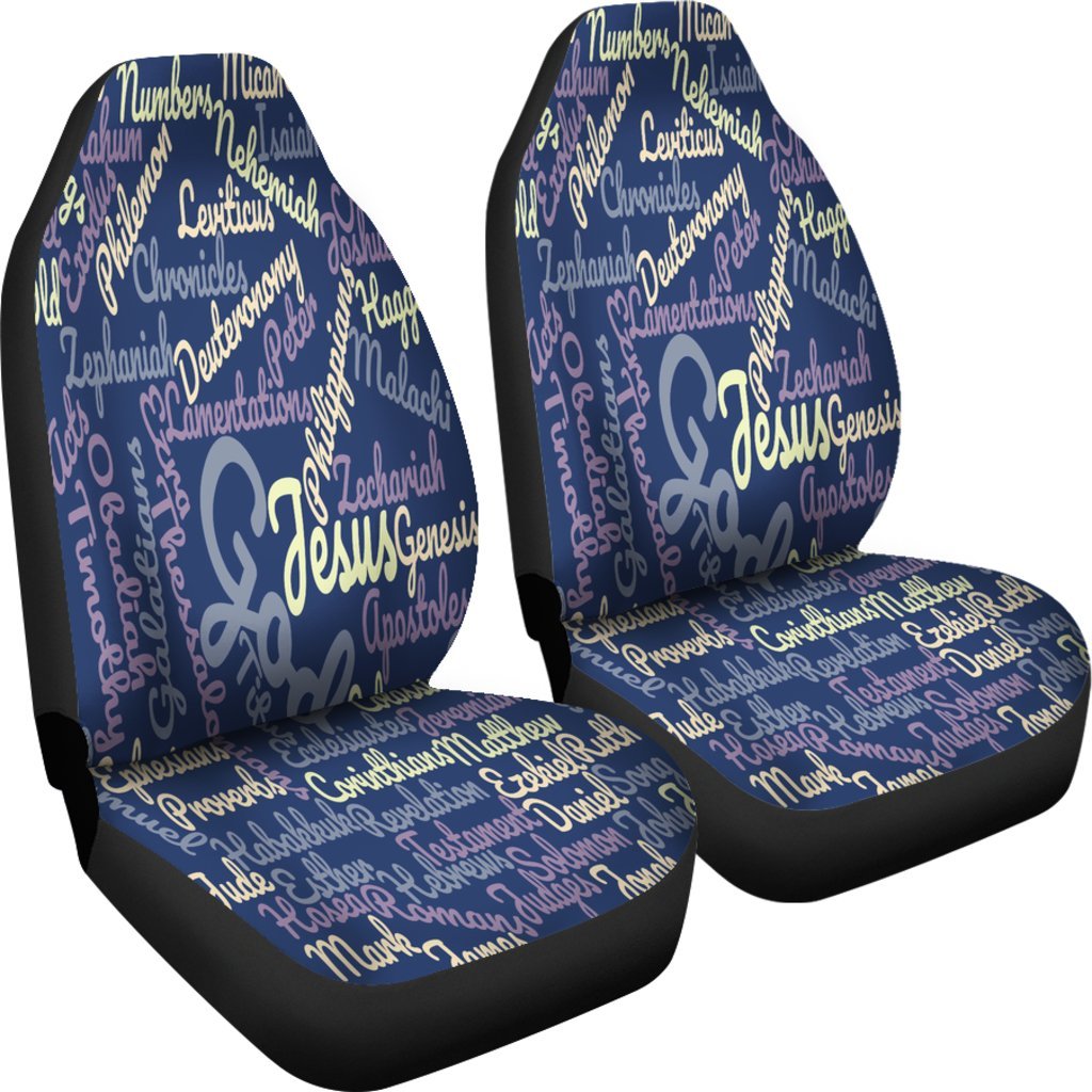 Jesus Holy Bible Books Blue Universal Fit Car Seat Covers-grizzshop