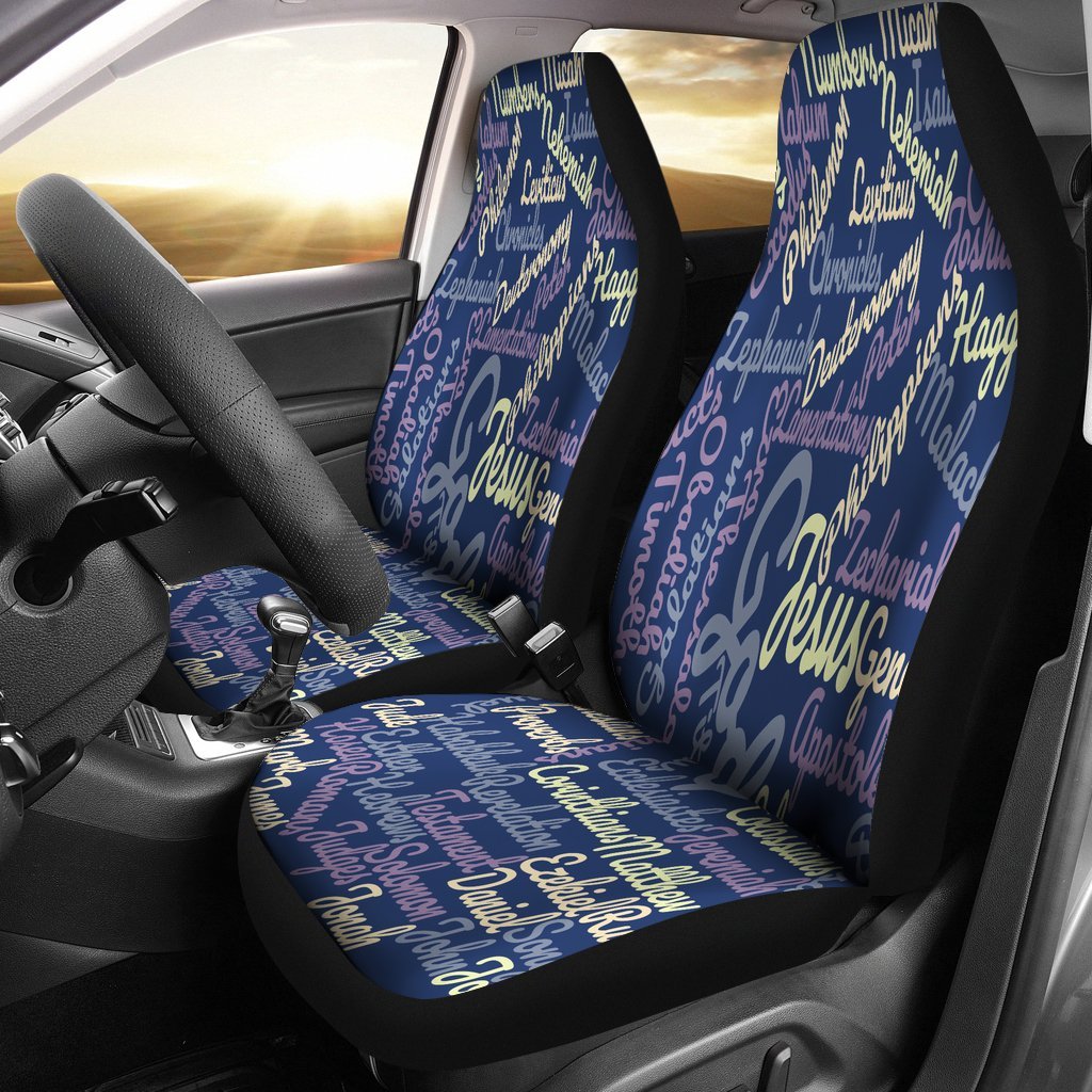 Jesus Holy Bible Books Blue Universal Fit Car Seat Covers-grizzshop