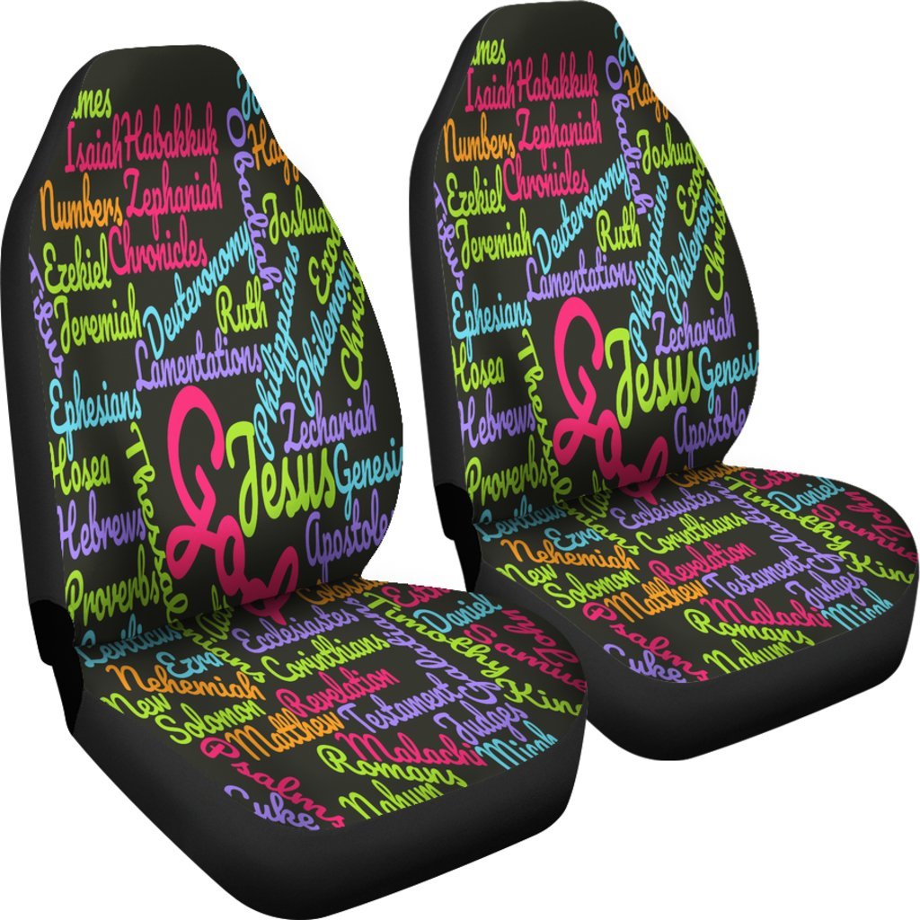 Jesus Holy Bible Books Pink Mixed Colors Universal Fit Car Seat Covers-grizzshop