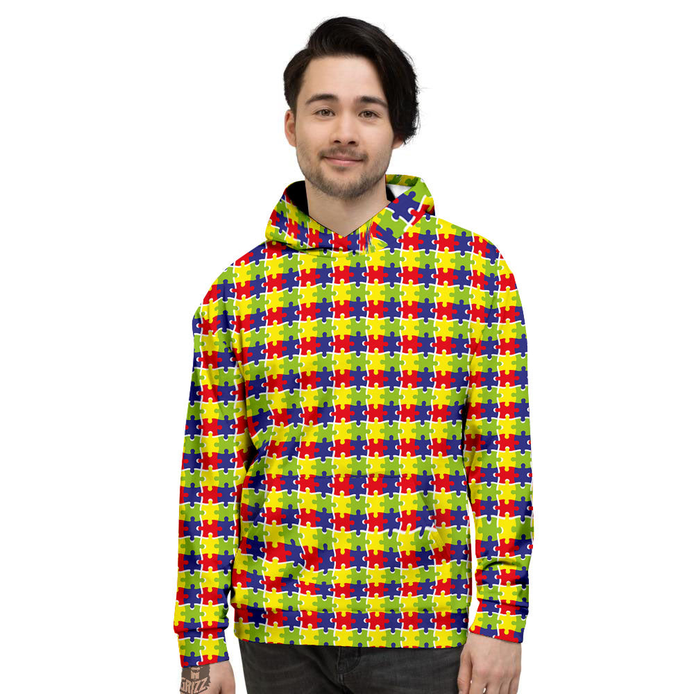 Jigsaw Autism Awareness Print Men's Hoodie-grizzshop