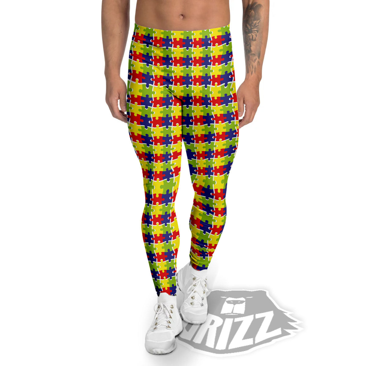 Jigsaw Autism Awareness Print Men's Leggings-grizzshop