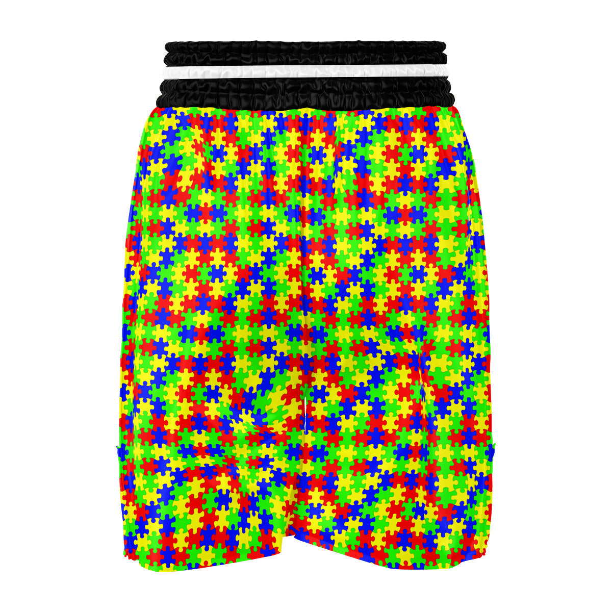 Jigsaw Autism Awareness Print Pattern Boxing Shorts-grizzshop